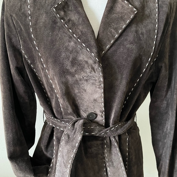 SOLD - ROXY Brown suede jacket Fits like Medium - Picture 1 of 9